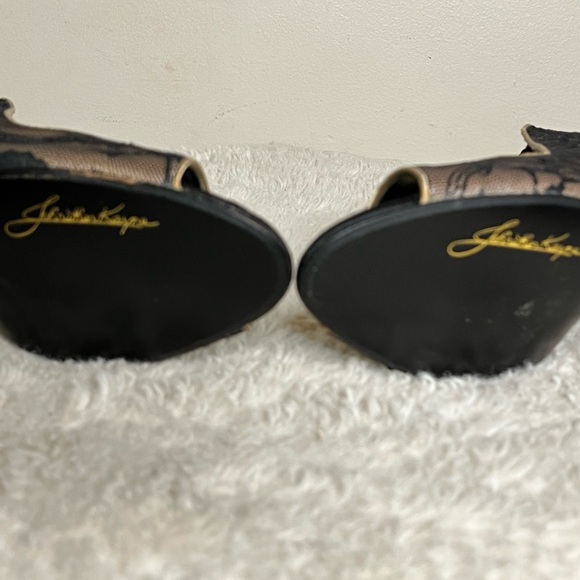 NIB Jonathan Kayne high heels size 8 black over nude color peep toe NWT. - Picture 6 of 8